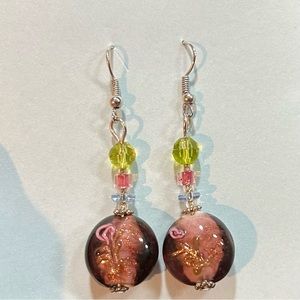 Multi color stone dangle earrings